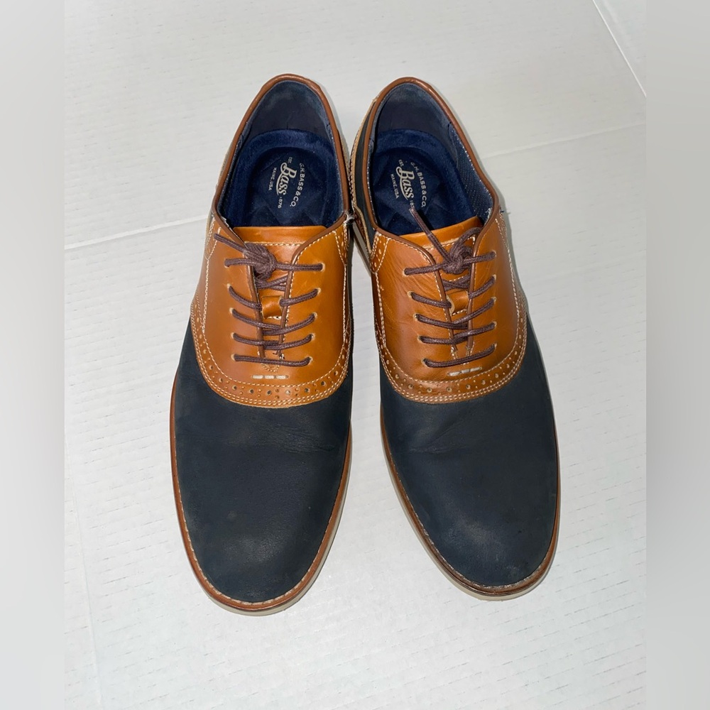 GH Bass Men’s John Oxford Shoes Leather Brown Black Lace Up Men’s Size 10.5